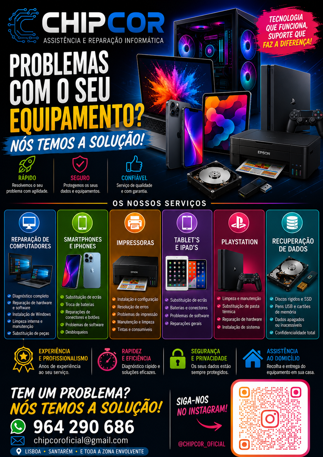 Computador, portátil, smartphone, PlayStation e outros equipamentos tecnológicos